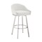 Armen Living Noran Swivel Counter Stool in Brushed Stainless Steel with White Faux Leather 840254335745 - alternate 1